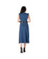 Фото #2 товара Women's Ruffle Sleeveless A-Line Midi Denim Dress