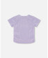 Girl Crinkle Jersey Top With Flower Applique Vichy Lilac - Toddler|Child
