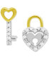 ფოტო #1 პროდუქტის Diamond Lock & Key Mismatch Stud Earrings (1/10 ct. t.w.) in Sterling Silver & 14k Gold-Plate