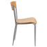Фото #1 товара Invincible Series Silver Metal Restaurant Chair - Natural Wood Back & Seat