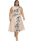 Фото #4 товара Plus Size Cowlneck Cascading-Floral Midi Dress
