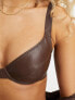 Фото #3 товара We Are We Wear PU non padded plunge bra in chocolate