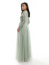 Фото #6 товара Maya Petite Bridesmaid long sleeve maxi dress with delicate sequin in sage green