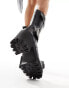 Lamoda Needed chunky heeled biker boots with buckle detail in black