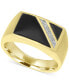 ფოტო #1 პროდუქტის Men's Onyx & Diamond Accent Ring in 10k Gold