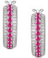 Sapphire (5/8 ct. t.w.) & Diamond (1/4 ct. t.w.) Small Hoop Earrings in Sterling Silver, 0.67"