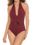 Фото #2 товара Amoressa 292845 Women's Soft Cup Adjustable Halter One Piece Swimsuit, Size 06