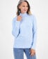 ფოტო #1 პროდუქტის Petite Mock-Neck Cotton Long-Sleeve T-Shirt, Created for Macy's