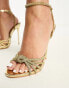 Simmi London Sharon embellished knot strap heeled sandals in gold metallic