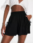 ASOS DESIGN shirred waist pocket short in black