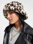 ASOS DESIGN faux fur bucket hat in leopard