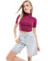 Tommy Jeans Mock Neck Crop Top in Purple