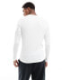 ASOS DESIGN essential muscle fit long sleeve rib t-shirt in white