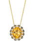 Фото #1 товара Le Vian cinnamon Citrine (3-1/4 ct. t.w.) & Diamond (3/8 ct. t.w.) Halo Adjustable 20" Pendant Necklace in 14k Gold