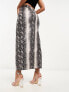 ASOS DESIGN leather look midi skirt in animal 34 - фото #3