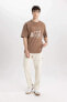 Erkek T-shirt C0150ax/bn105 Lt.brown