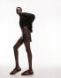 Фото #4 товара Topshop Tall leather look split detail mini skirt in oxblood