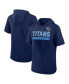 Фото #1 товара Men's Heather Navy Tennessee Titans Push Short Sleeve Pullover Hoodie