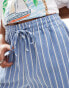 Threadbare blue and white stripe linen look shorts with elasticated waist