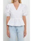 ფოტო #2 პროდუქტის Women's V-neckline Puff Sleeve Top