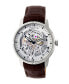 ფოტო #1 პროდუქტის Automatic Ryder Brown & Silver & Silver Leather Watches 44mm