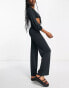 Фото #8 товара Miss Selfridge slinky wide leg trouser in black co ord