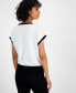 ფოტო #2 პროდუქტის Women's Contrast-Trim Button-Shoulder Sweater