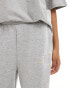 ASOS DESIGN Weekend Collective straight leg jogger with pastel logo in grey marl