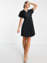 Фото #10 товара Closet London wrap front pleated midi skater dress in black