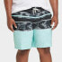 Men's Big & Tall 10" Tropical Print Swim Shorts - Goodfellow & Co Aqua Green 44