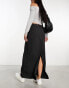 ASOS DESIGN column maxi skirt with split in charcoal stripe