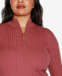 ფოტო #4 პროდუქტის Black Label Plus Size Ribbed Quarter-Zip Sweater