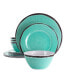 Фото #1 товара Turquoise 12 Piece Lightweight Melamine Dinnerware Set, Service for 4