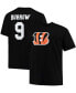 Фото #1 товара Men's Big and Tall Joe Burrow Black Cincinnati Bengals Player Name Number T-shirt