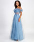 Фото #3 товара Juniors' Off-The-Shoulder Glitter Tulle Corset Gown, Created for Macy's