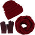 Фото #1 товара LYworld Winter Scarf Knitted Hat Combi Set Knitted Beanie Gloves Women's Scarf Hat Gloves Set Knitted Gift Set Touchscreen Gloves