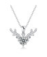Фото #1 товара Sterling Silver White Gold Plated with 1ctw Lab Created Moissanite Solitaire Pave Antler Pendant Layering Necklace