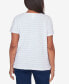 ფოტო #2 პროდუქტის Petite Classic Neutrals Lace Neck Striped Split Hem T-shirt