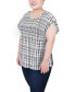 ფოტო #3 პროდუქტის Plus Size Short Extended Sleeve Top