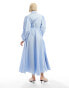 Sister Jane tulle bow midaxi shirt dress in blue