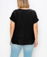 Plus Size Gauze V-neck Rolled Sleeve Top