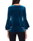 Women's Embellished Velvet Ruffled Bell-Sleeve Top