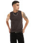 ASOS DESIGN relaxed textured rib tank in dark brown Sealbraun, S - Chest 38 - фото #1