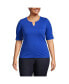 ფოტო #2 პროდუქტის Plus Size Cotton Polyester Modern Half Sleeve Splitneck