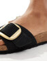 Birkenstock Madrid big buckle sandals in black nubuck leather