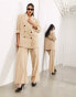 Фото #1 товара ASOS EDITION tailored relaxed wide leg trouser co-ord in taupe pinstripe