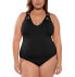 Фото #1 товара Becca Etc 282031 Plus Size Cross-Back Swimsuit Women's Swimsuit, OX (14-16)