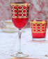 Deep Red Colored White Wine Goblet with Gold-Tone Rings, Set of 4