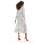 Vila maxi shirt dress in white spot print