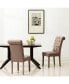 Natalie Roll Top Tufted Linen Fabric Modern Dining Chair, Set of 2